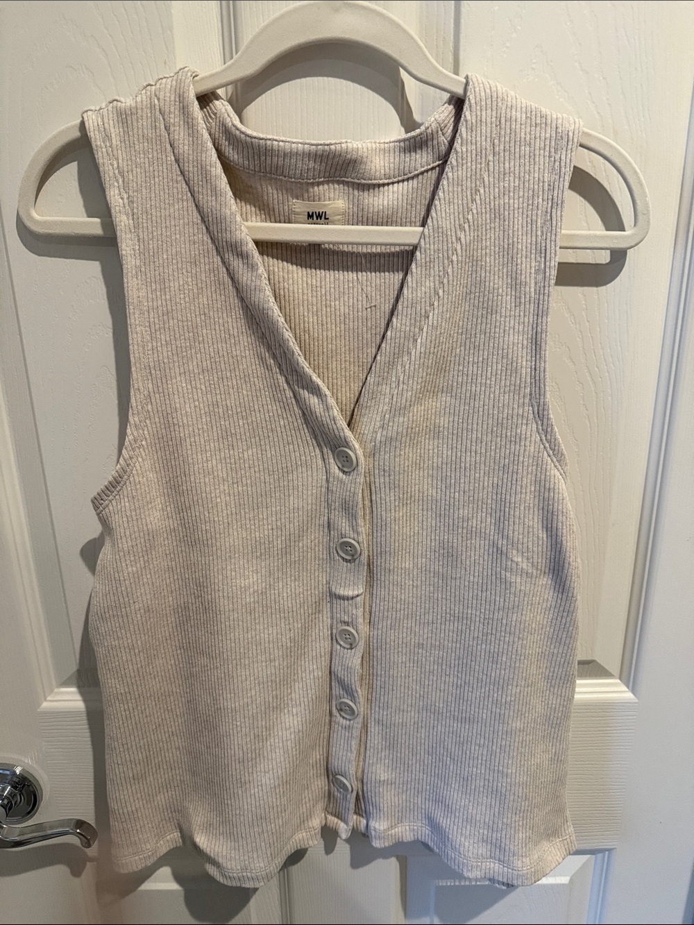 Madewell Oatmeal Ribbed Button-Front Tank Top - XL